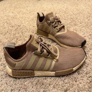 Tan Adidas NMD boost shoes
